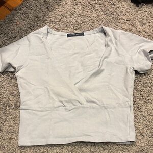 BRANDY MELVILLE Light Blue V-Neck Crop Top